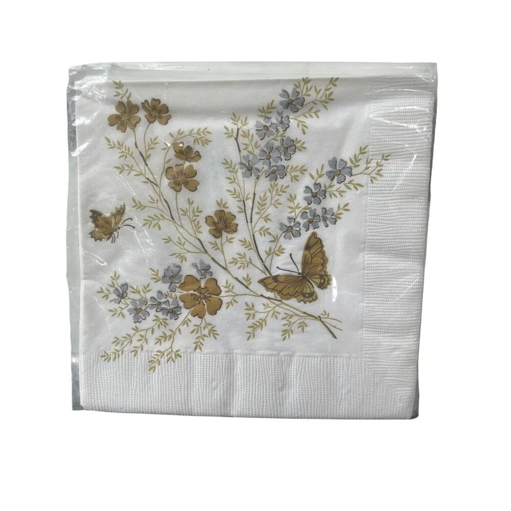 Vintage 15 Rust Craft Brownie Luncheon Napkins Floral Butterfly Estate NEW NOS